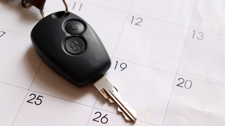 Car key on calendar