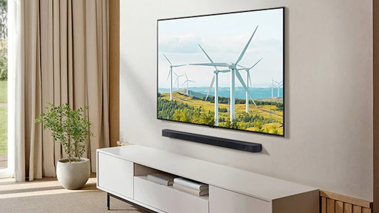 Samsung HW-Q60CF mounted under a TV