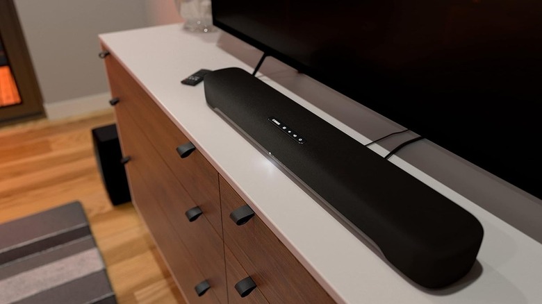 Yamaha SR-C30A on a TV stand