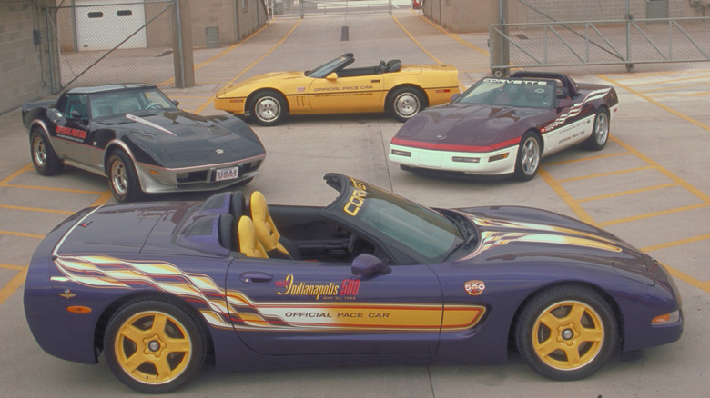 4 Chevrolet Corvette Pace Cars parked