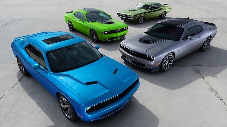 Mopar Challenger cars parked