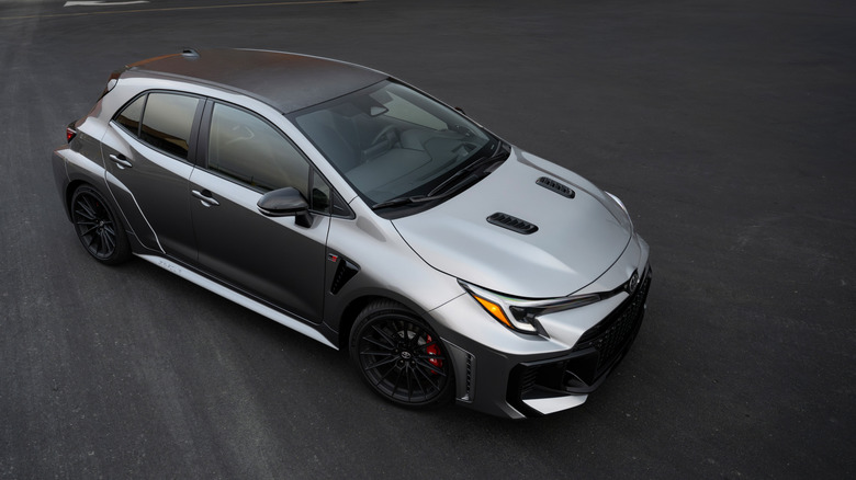 Top view of silver 2026 Toyota GR Corolla parked.