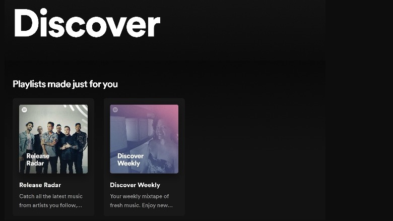 Spotify app Discover hub
