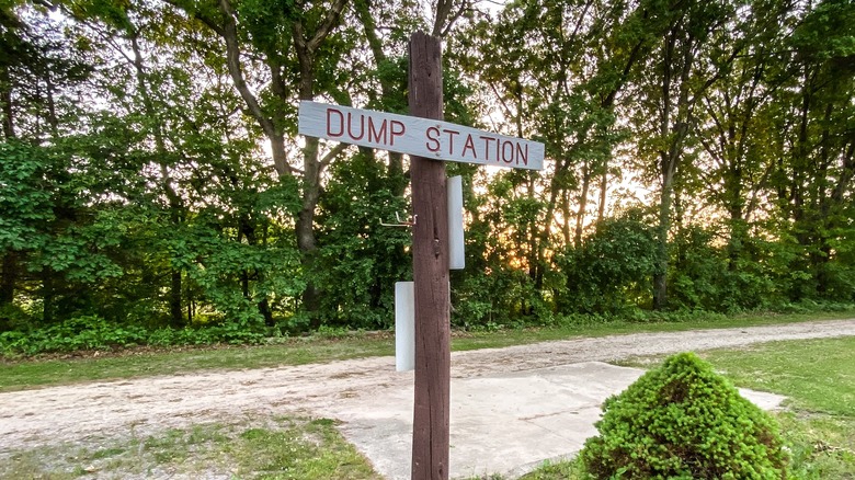 wooden dump station sign