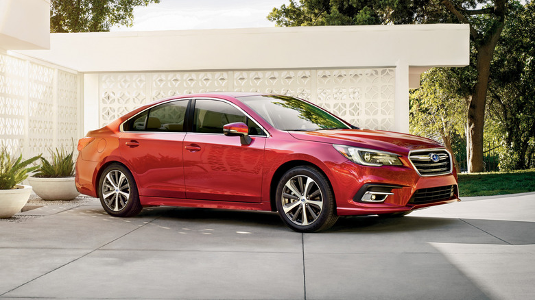 2019 Subaru Legacy 3.6R in red, front 3/4 view