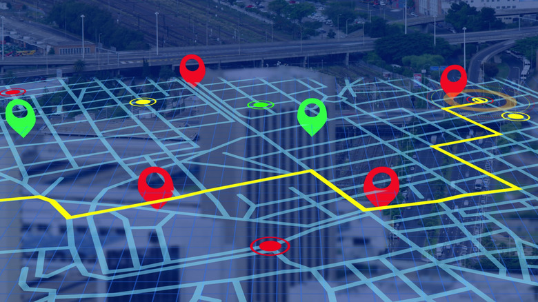 A map with several location pins on it