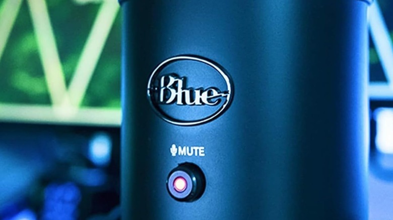 A Logitech Creators Blue Yeti microphone.
