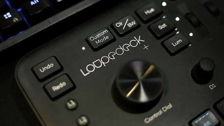 The Loupedeck logo on a control deck.