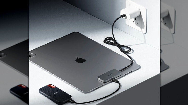 iPad with wireless charger