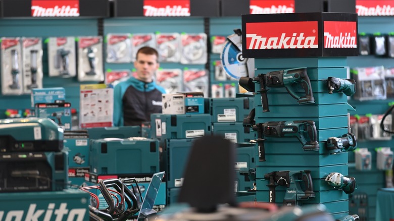 Makita products section at a retail store