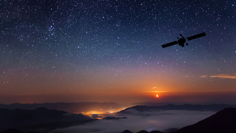 Navigational satellite in the sky