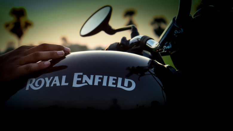 Royal Enfield decal up close
