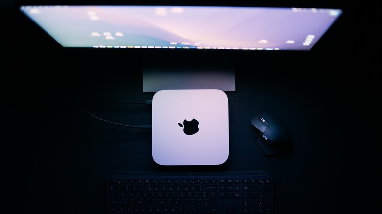 Apple Mac Mini on a desk.