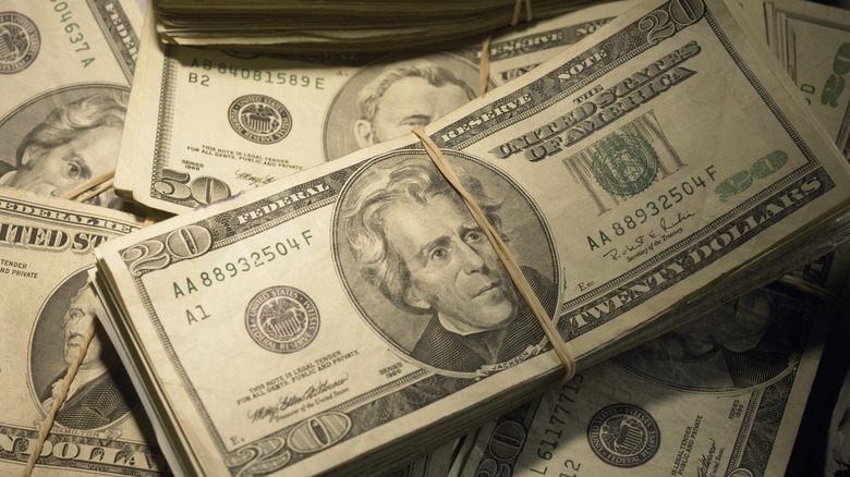 Stacks of dollar bills
