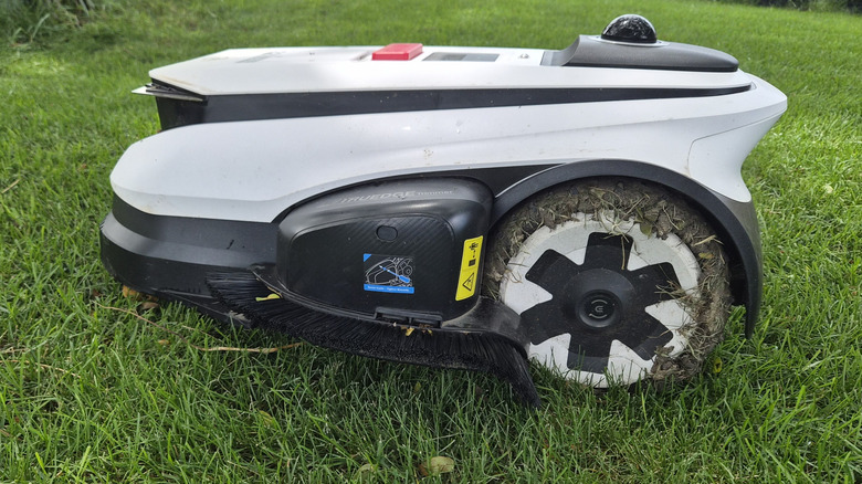 Robot mower with a string trimmer