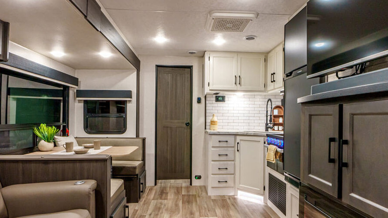 Kitchen area of an RV