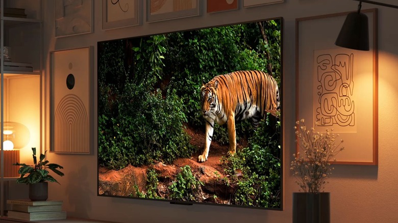 Mini-LED TV displaying a tiger