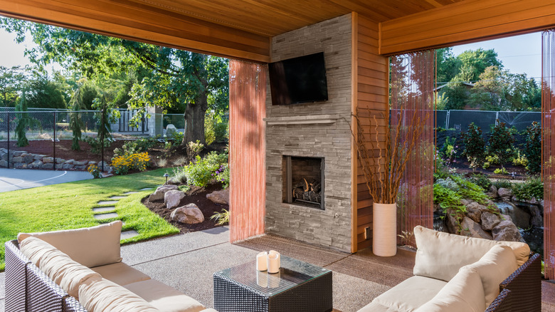 Outdoor TV in patio setup