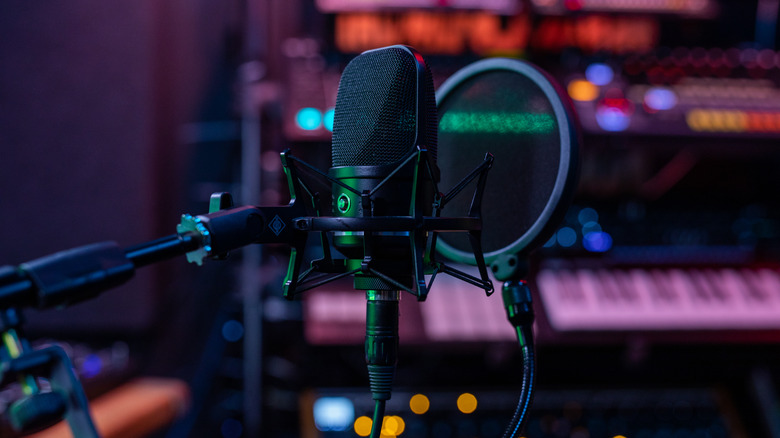 Microphone and Keyboard in home music studio