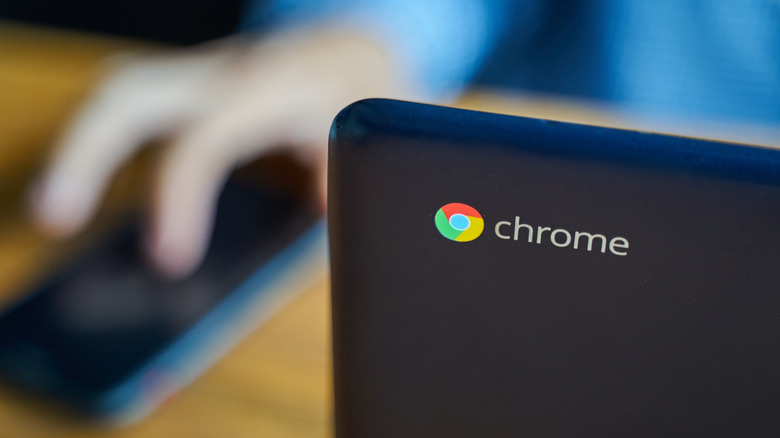chromebook set on blurred background