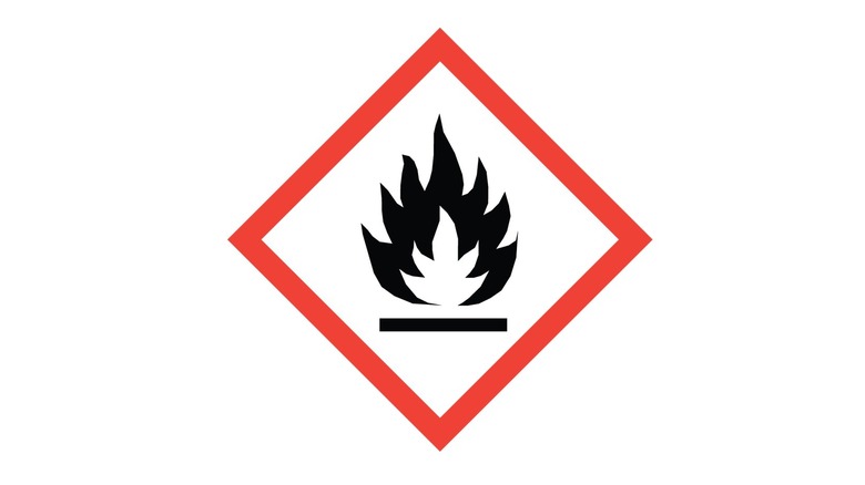 Flammable warning symbol on white background