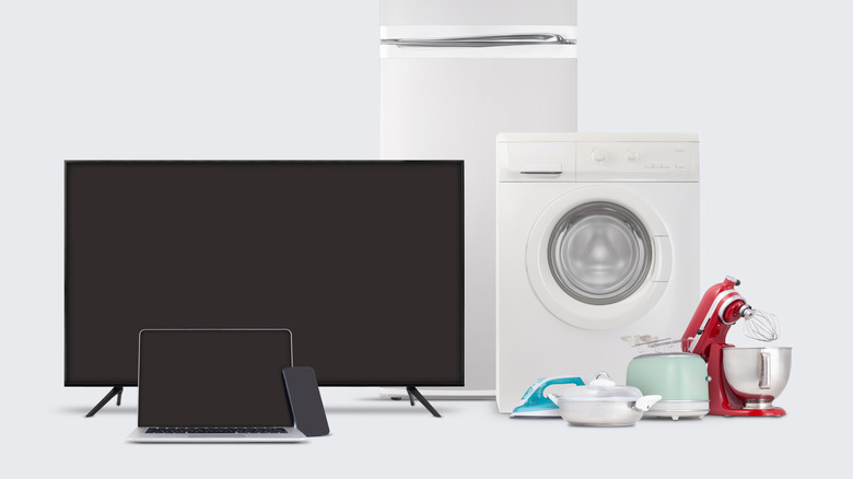 Various electronics on a white background