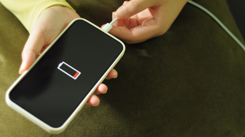 Low battery sign on smartphone