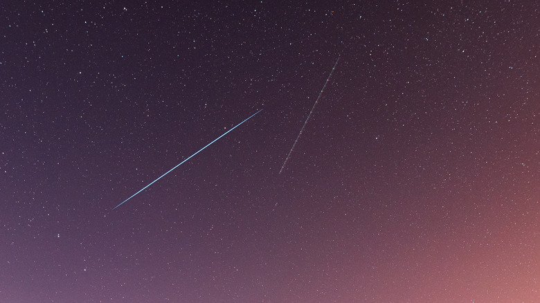 A line of Starlink satellites in the sky