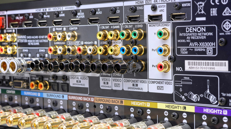 plugins on the back of some audio equipment