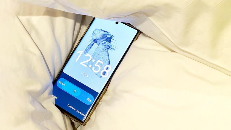 smartphone with Google Clock alarm