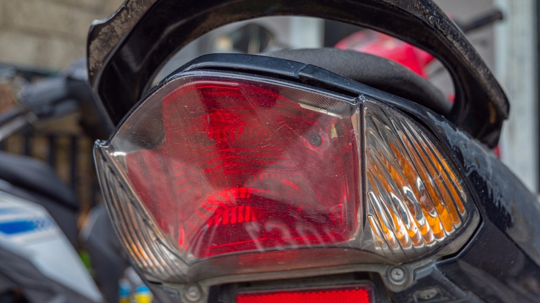 Tail light close-up on motorcycle