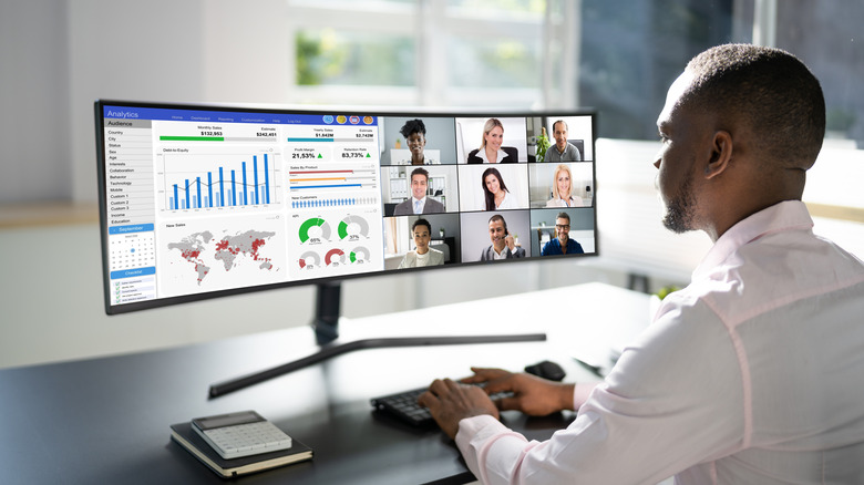 Person using ultrawide monitor