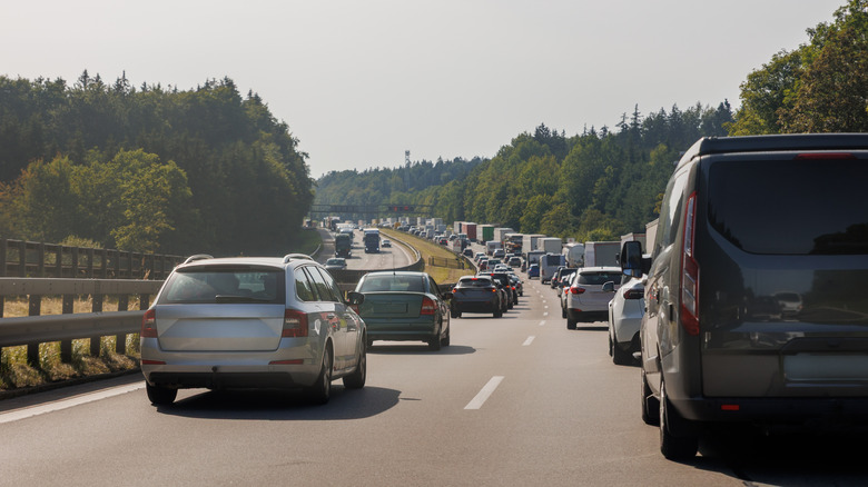 A traffic jam on a highway