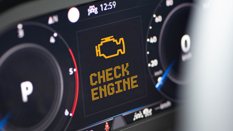 Check engine light in car console
