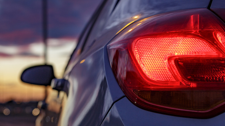 Car parked with brake lights illuminated
