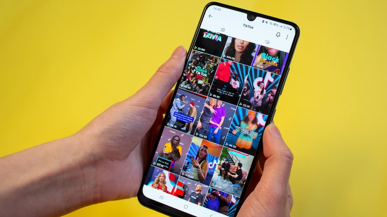 TikTok app opened on videos