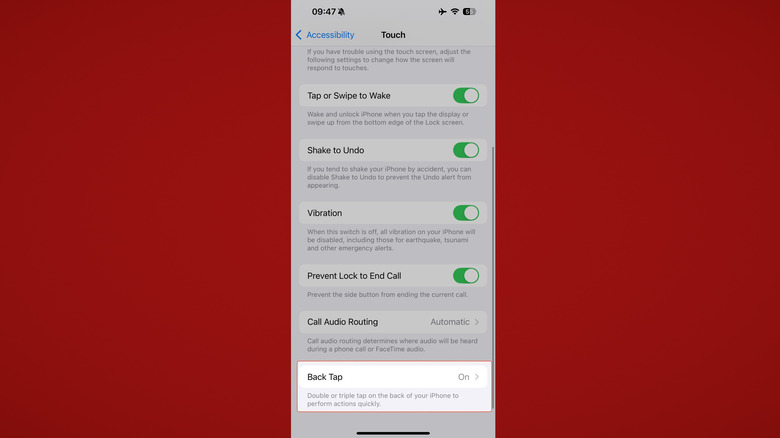 Back tap Accessibility Settings iPhone