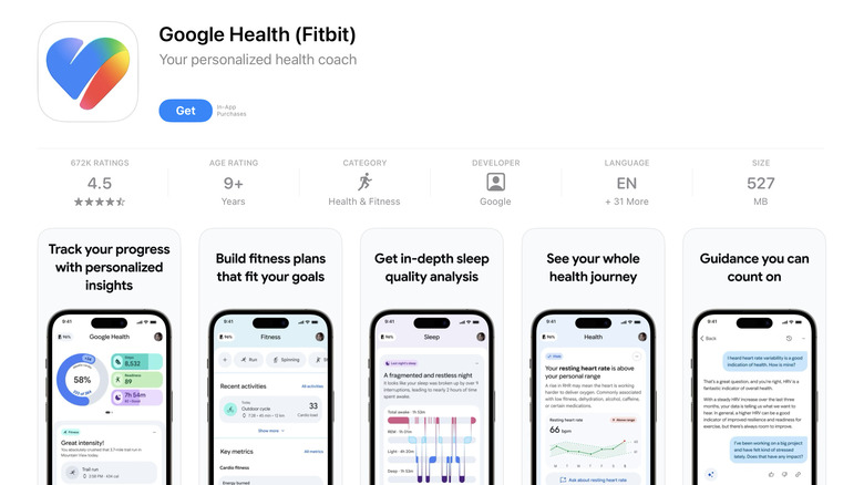 The Google Health app on the iOS App Store
