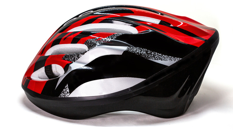bike helmet side view on a white background