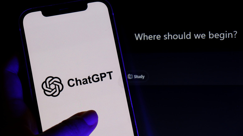 ChatGPt open on a smartphone with the text "where should we begin? displayed"