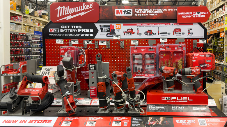 M12 tools on display at store