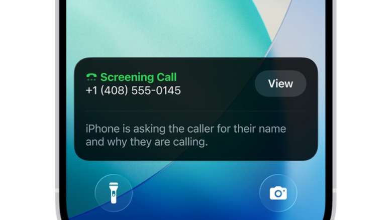 iPhone screening call and displaying number information