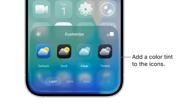 iOS 26 color tint for icons example