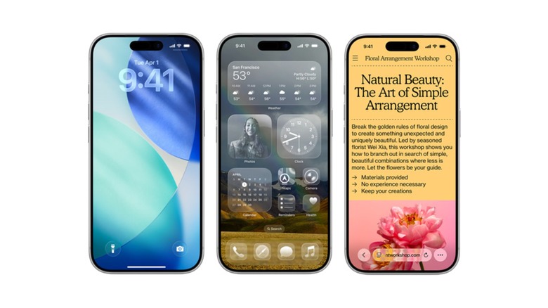 iPhones running iOS 26 with various displays