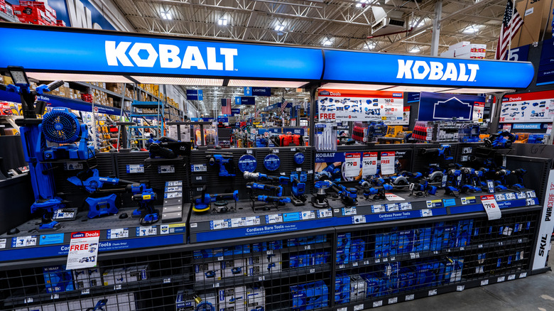 Kobalt tools section in Lowe's store