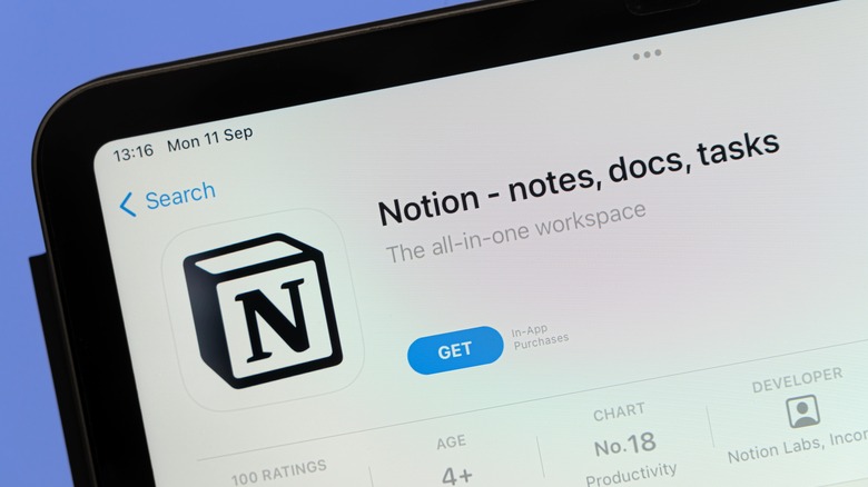 Notion on Apple app store