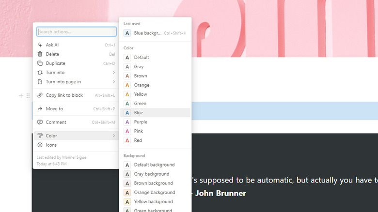 Notion color option