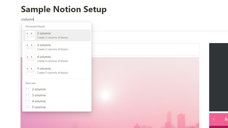 Notion advanced blocks columns