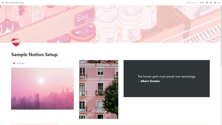 sample Notion setup with pictures