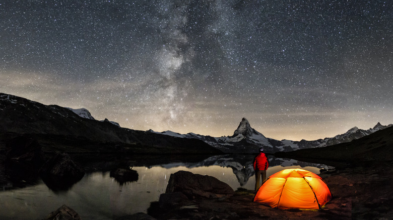 Nighttime campsite